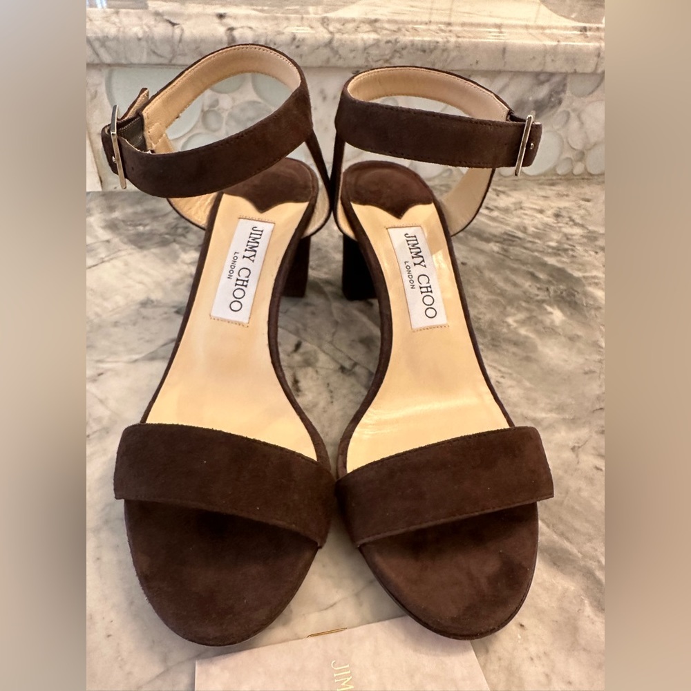 New Jimmy Choo, suede sandals, no box